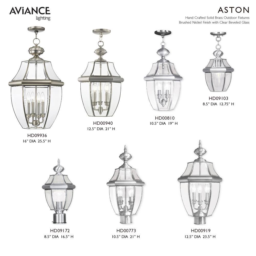 Monterey Brushed Nickel 3-Light Outdoor Post Lantern with Clear Beveled Glass