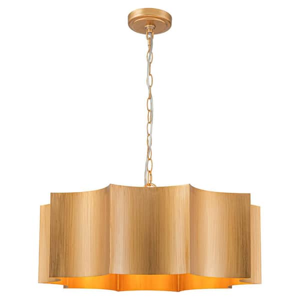 Ida 3-Light Gold Starfruit Shape Pendant Light Chandelier for Dining Room