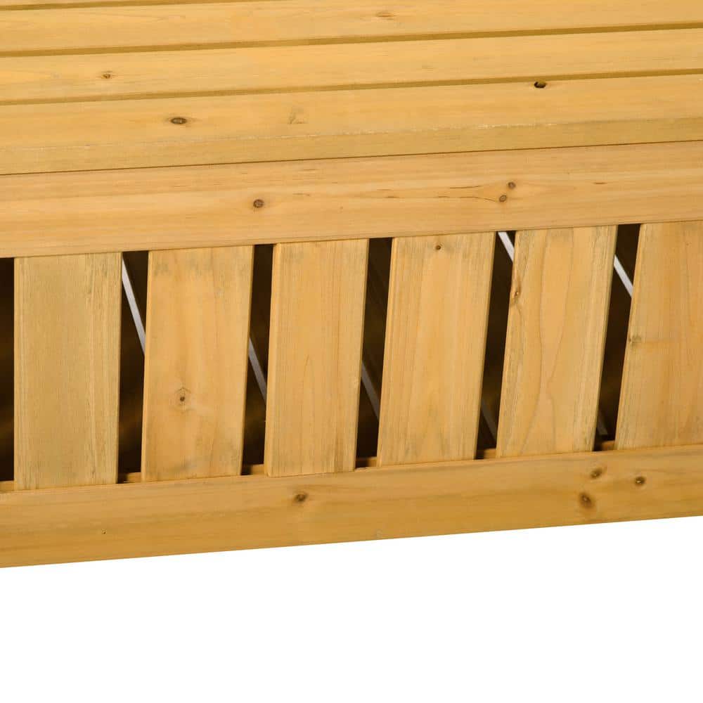 Yellow Fir Wood Outdoor Storage Bench with High Backrest