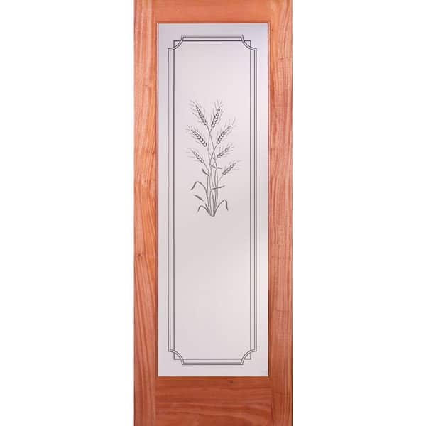 Feather River Doors 30 in. x 80 in. 1 Lite Unfinished Mahogany Harvest Woodgrain Interior Door Slab