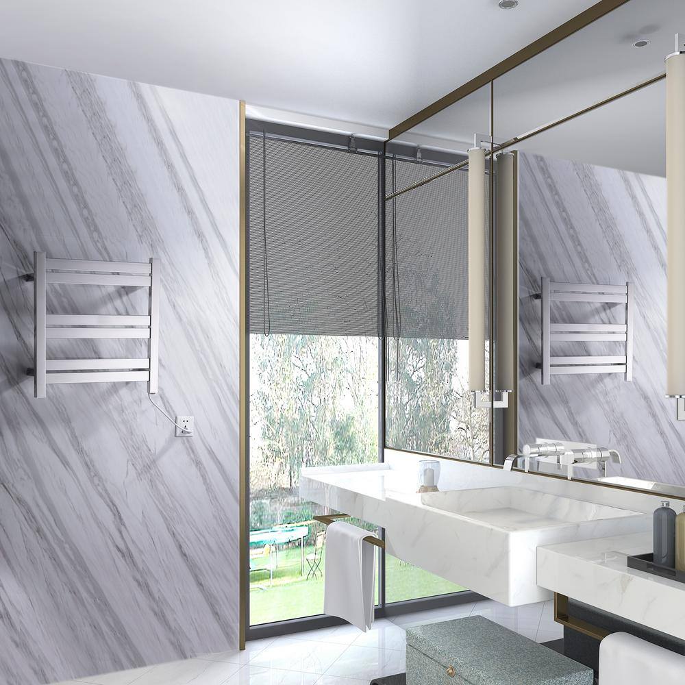 Polished Chrome 6-Bar Stainless Steel Wall Mounted Towel Warmer