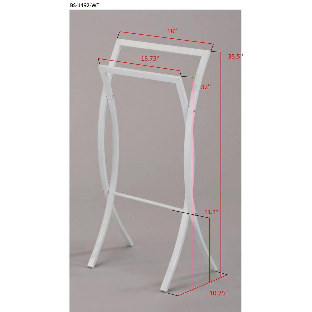 White Metal Freestanding 2-Tier Towel Rack Stand