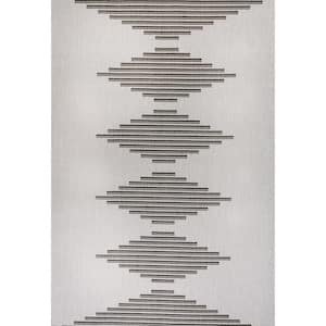 Vinales Diamond Stripe Light Gray/Black 4 ft. x 6 ft. Indoor/Outdoor Area Rug