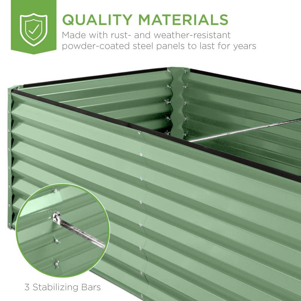 Sage Green 8x4x2ft Outdoor Metal Raised Garden Bed Planter