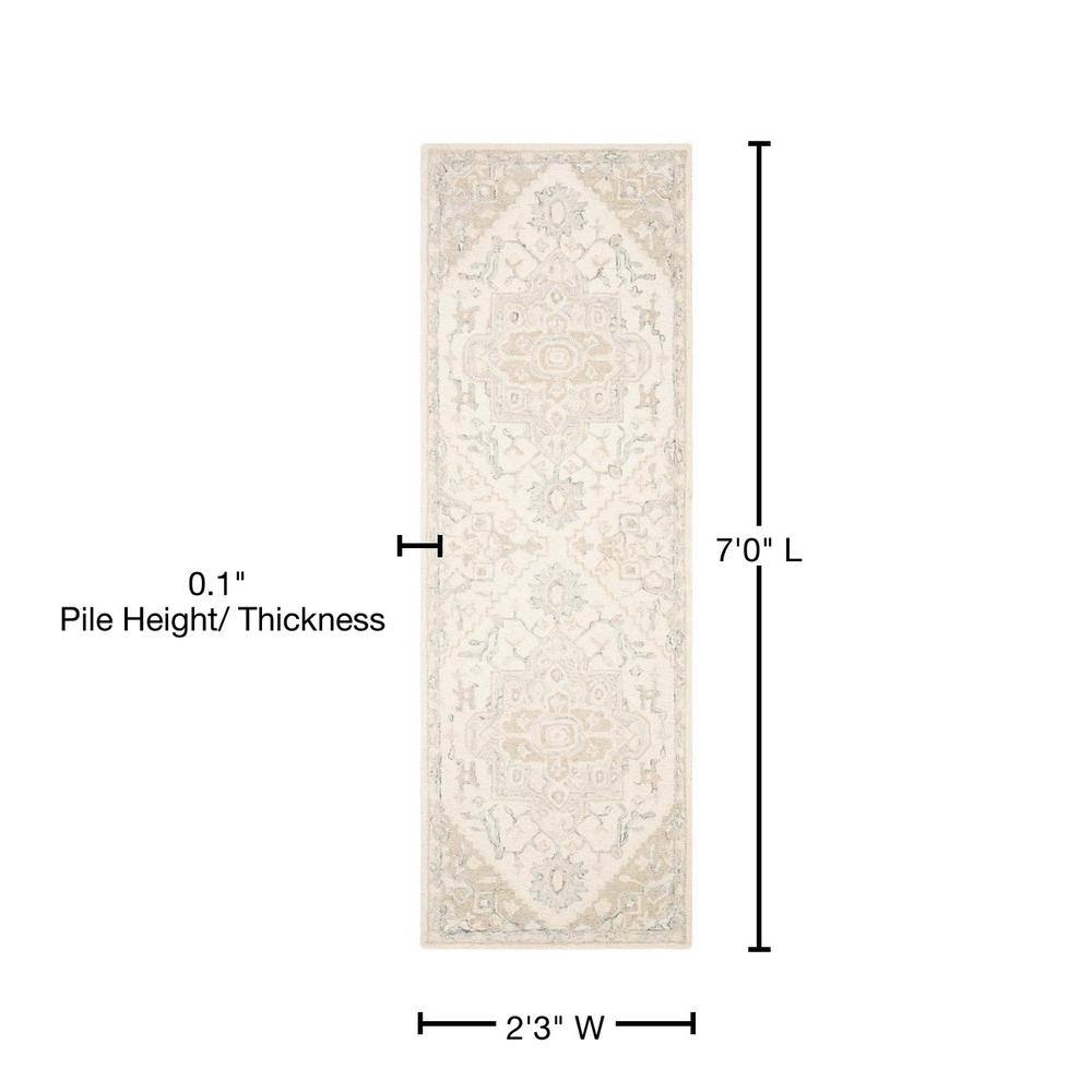 Hand-Tufted Ivory and Beige Wool Runner Rug 2'3" x 7'0"