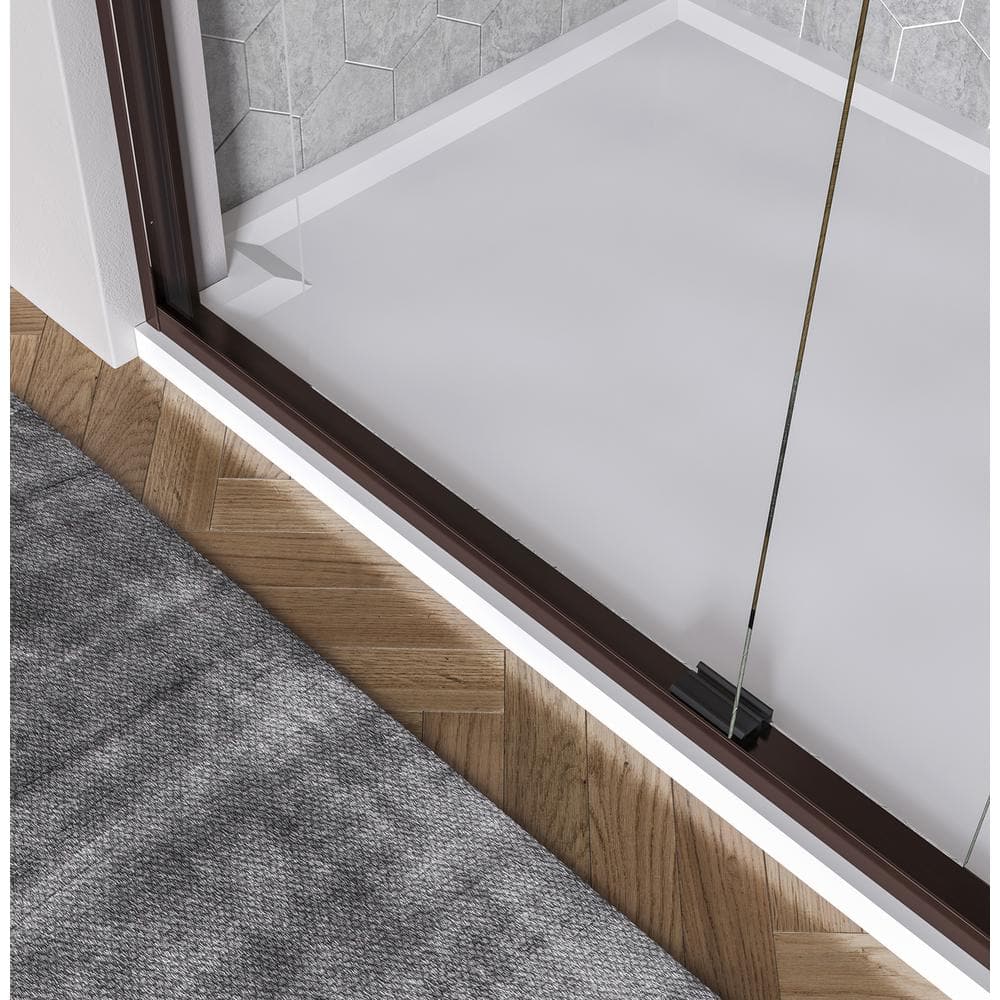 Rotolo 60" Oil Rubbed Bronze Semi-Frameless Sliding Shower Door