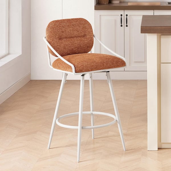 Art Leon Modern Black Seat Height 30.52 in Fabric Swivel Counter Stools with Metal Frame