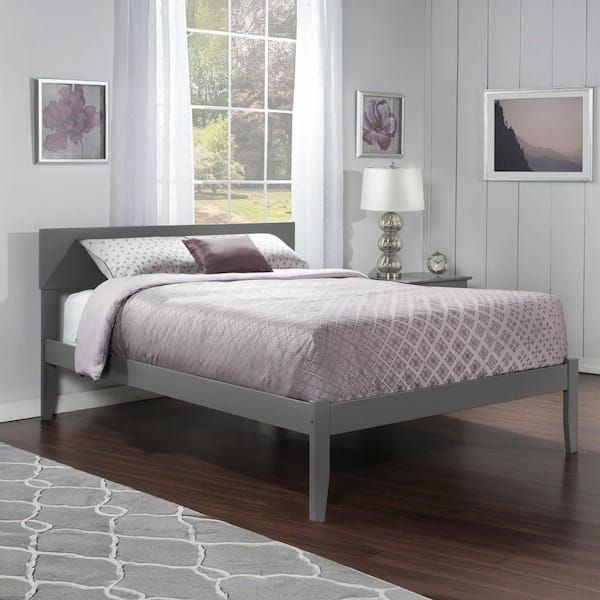 AFI Orlando Queen Platform Bed with Open Foot Board in Grey