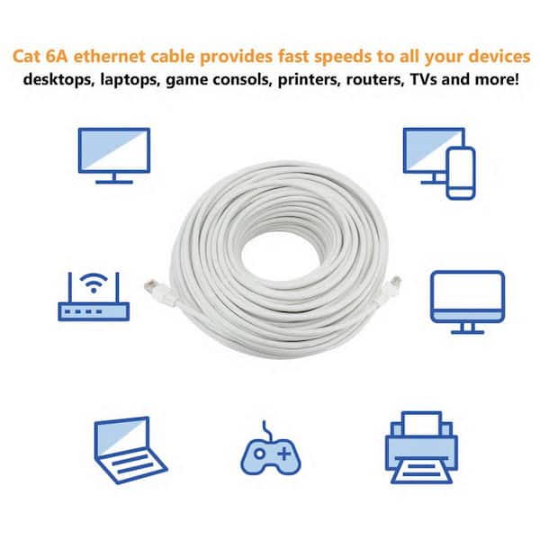 Commercial Electric CE 150 ft. Cat 6A UTP Patch Cable White 56150