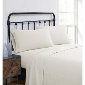 Solid Ivory Full Cotton Flannel Sheet Set