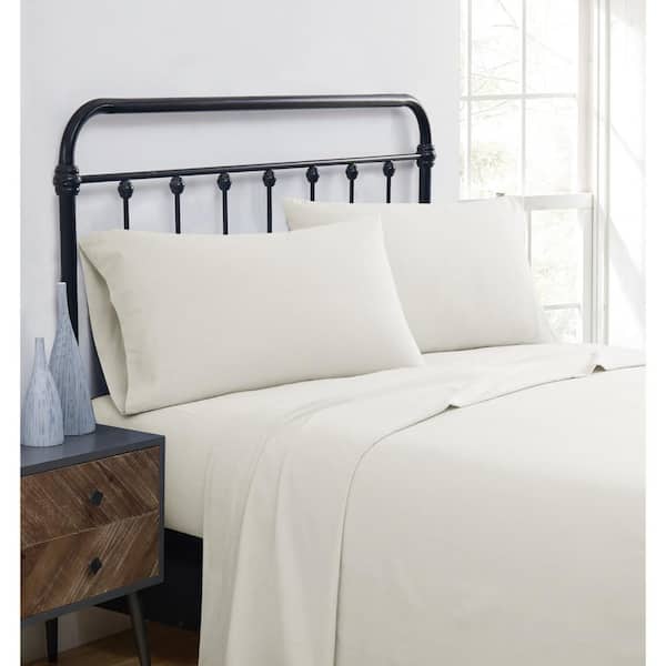 Truly Soft Solid Ivory Full Cotton Flannel Sheet Set