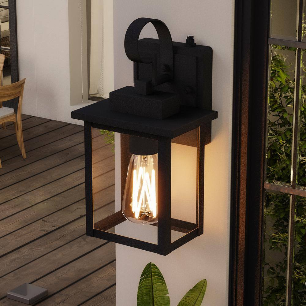 Matte Black Dimmable Outdoor Wall Sconce with Clear Glass