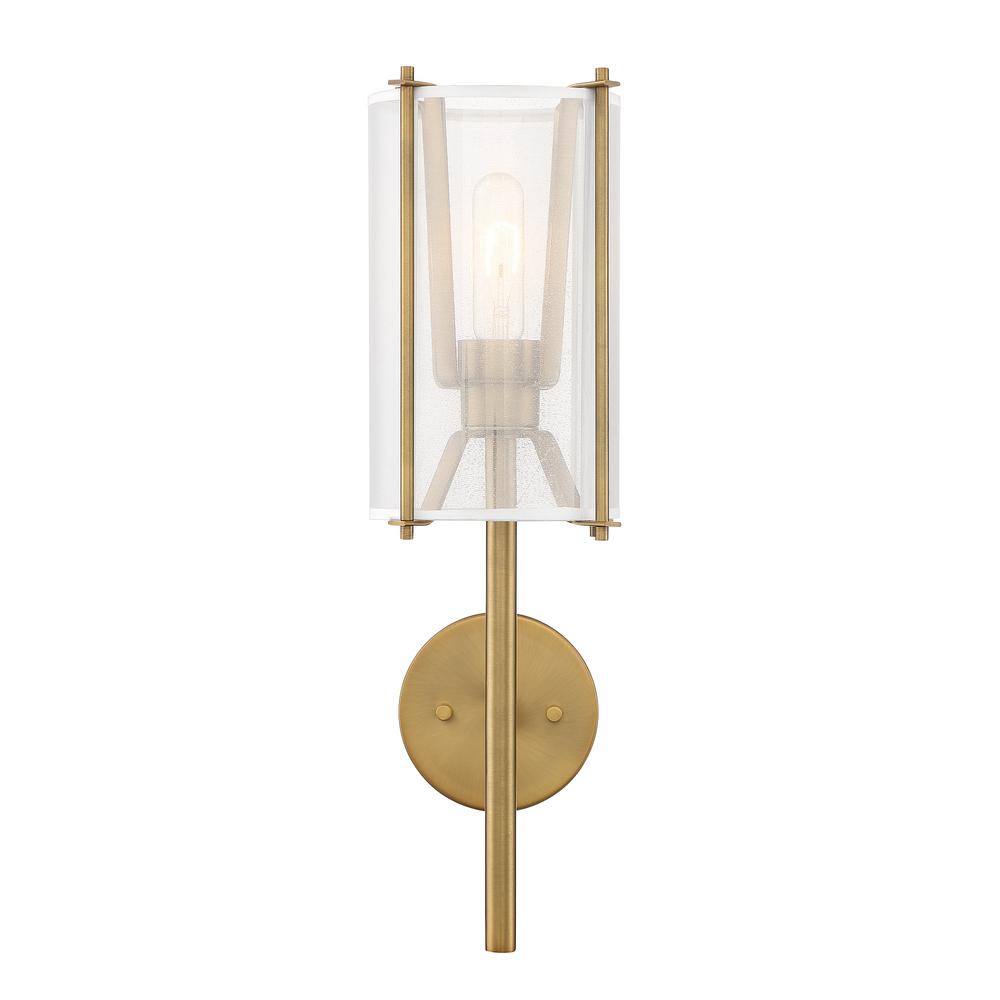 Old Satin Brass Dimmable Wall Sconce with Organza Shade