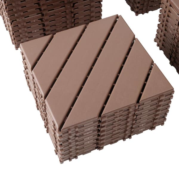 WRIGHTMASTER 1 ft. x 1 ft. Quick Deck Composite Interlocking Deck Tile in Brown-5 (44 sq. ft. per Box)