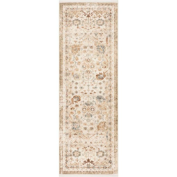 Pardis Ivory Rust 2 ft. x 6 ft. Floral Traditional Runner Area Rug