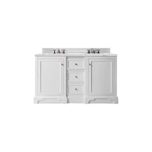 De Soto 61.3 in. W x 23.5 in. D x 36.3 in. H Bathroom Vanity in Bright White with Ethereal Noctis Quartz Top