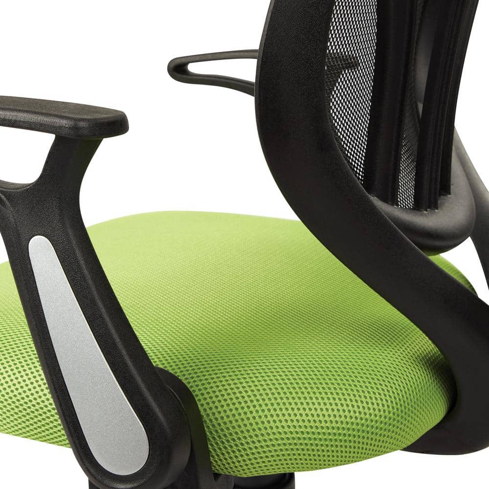 High-Back Swivel Task Chair with Adjustable Arms in Green Mesh
