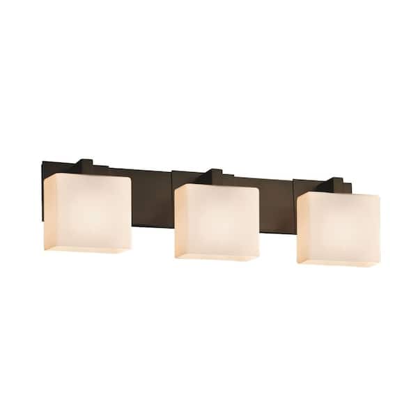 Justice Design Fusion Modular 3-Light Dark Bronze Bath Light with Opal Shade