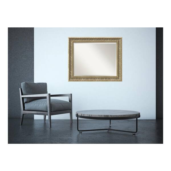 Amanti Art Silver Baroque Wood 34 in. W x 28 in. H Traditional Framed Mirror