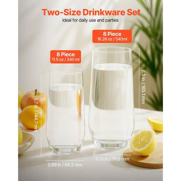 SKYSHALO 18.26 Oz Highball and 11.5 Oz Cocktail Drinkware