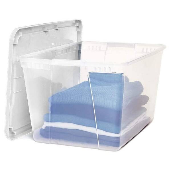 Homz 56 Quart Underbed Secure Latching Clear Plastic Storage