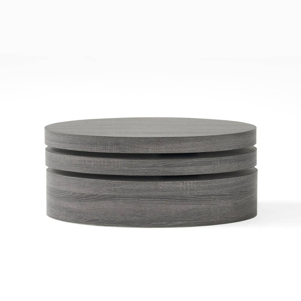 Modern Farmhouse Black Oak Oval Coffee Table with Pedestal Base
