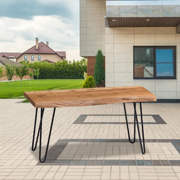 Wateday 36 in. Black Metal Patio Outdoor Bench