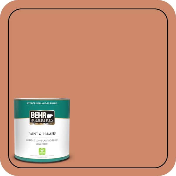 BEHR PREMIUM PLUS 1 qt. #230D-5 Aztec Brick Semi-Gloss Enamel Low Odor Interior Paint & Primer