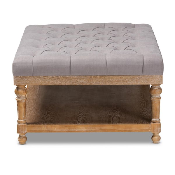 Baxton Studio Lindsey Grey and Greywashed Storage Ottoman 164