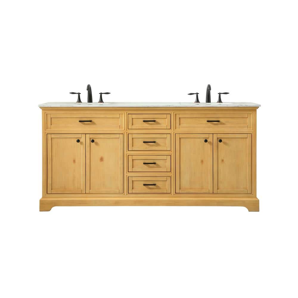 Simply Living 72 in. W x 21.5 in. D x 35 in. H Bath Vanity in Natural Wood 