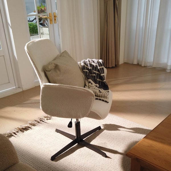 Homy Casa Thoma Contemporary Beige Swivel Leisure Chair for Modern Lifestyles - Height Adjustable, Ergonomic Design, Skin-Friendly