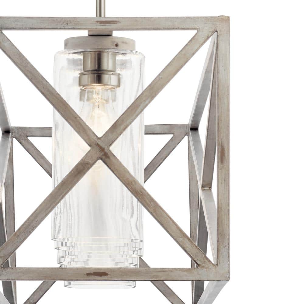 48" Black and White Rustic Farmhouse 7-Light Chandelier