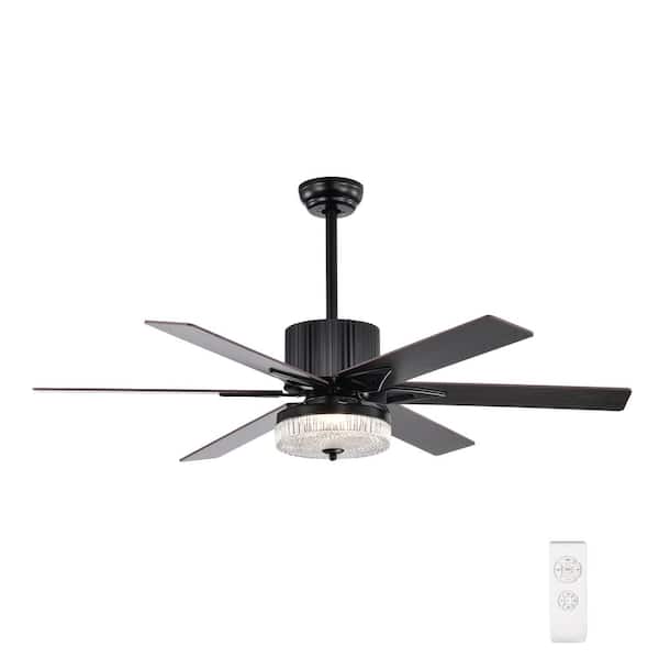 Nestfair 52 in. LED Modern Indoor Matte Black Ceiling Fan with Remote