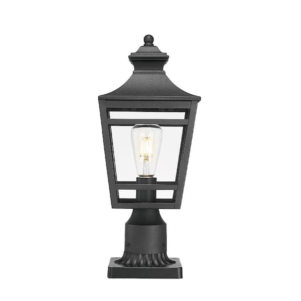 16 in. Black Aluminum Outdoor Waterproof Durability Post Light with No Bulbs Included, Patio (2-Pack)