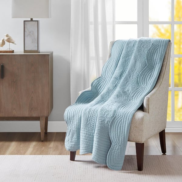 0623-1 BLANKET/ TILE ブランケット / タイル Vsmile 60 in. W x 72 in. H Blue Oversized Quilted Throw Blanket