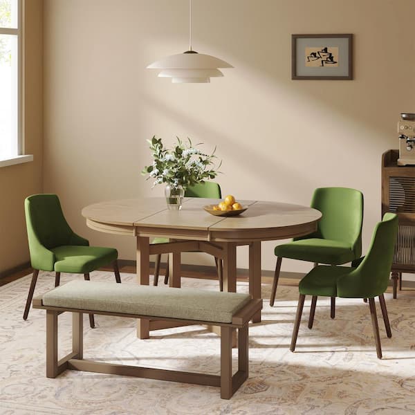6-Piece Clara Green Versatile Solid Wood Frame Dining Set