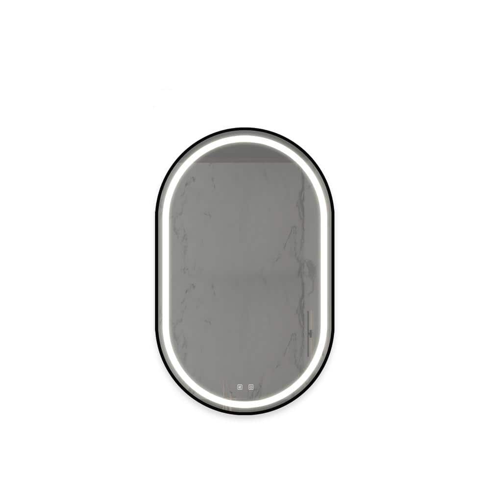 20 in. W x 32 in. H Oval Framed Wall LED Bathroom Vanity Mirror with Focuse