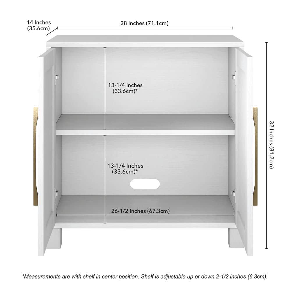 White MDF Office Accent Cabinet with Adjustable Shelving