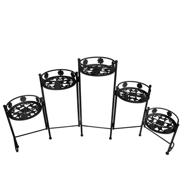 Unbranded Foldable Black Steel Plant Stand