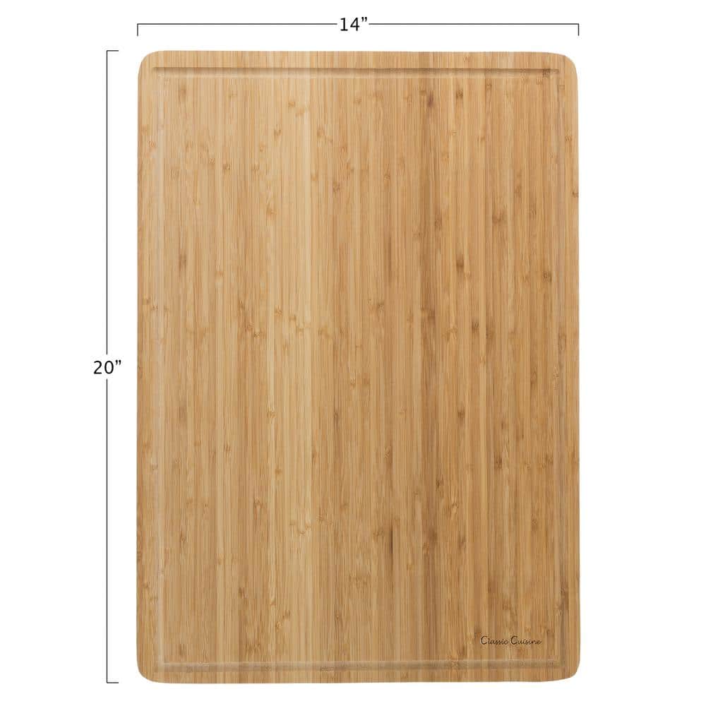 Classic Cuisine Extra-Large Bamboo Cutting Board - Eco-Friendly Thick Chopping and Serving Board with Juice Groove