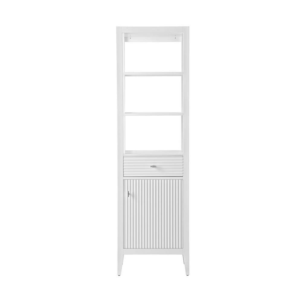21 in. W x 17 in. D x 72 in. H Linear White Freestanding Linen Cabinet for Bathroom and Living Room