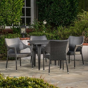 Cliff Grey 5-Piece Faux Rattan Outdoor Dining Set