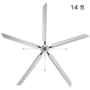 Titan 14 ft. 220-Volt Indoor Anodized Aluminum 3 Phase Commercial Ceiling Fan