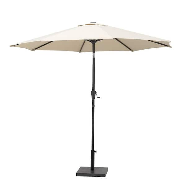 Serga 7.5 ft. Outdoor Tilt and Crank Market Patio Umbrella in Beige ...