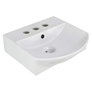 13.75 in. x 14 in. Rectangle Bathroom Vessel Sink White Enamel Glaze