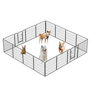 32 in.H x32 in. W Foldable Heavy-Duty Metal Exercise Pens Indoor Outdoor Pet Fence Playpen Kit (16-Pieces)
