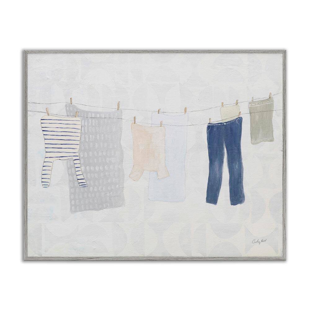 Laundry Day Hanging Clothes by Courtney Prahl Gray Framed Nature Giclee Art Print 11 in. x 14 in. price history on PriceWatchPro