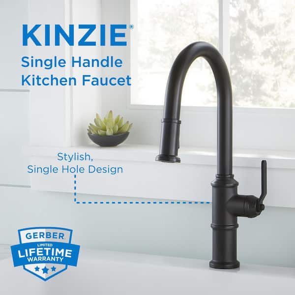Kinzie Single Handle Pull Down Sprayer Kitchen Faucet in Satin Black
