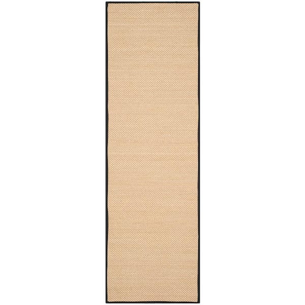 Natural Fiber Maize/Black 3 ft. x 12 ft. Border Runner Rug