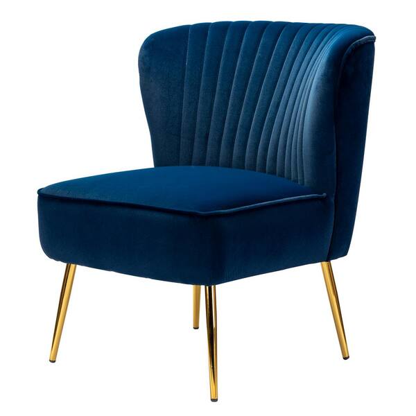 JAYDEN CREATION Monica Modern Navy Velvet Comfy Living Room Side 